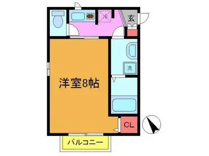 メゾンミカド(1K/1階)の間取り写真