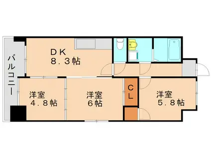 ベルヒルズ則松(3DK/5階)の間取り写真