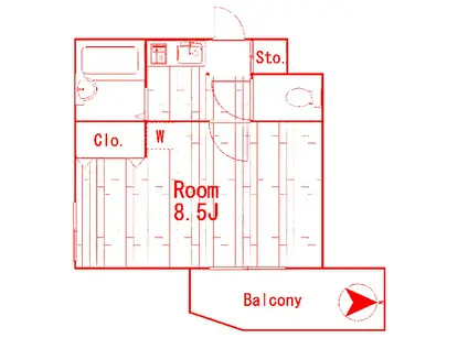 横浜元町ガーデンI(1K/2階)の間取り写真