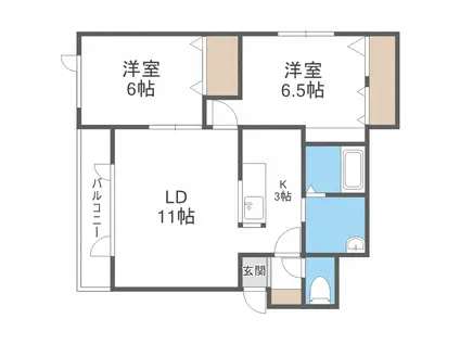 ジプソフィラ山の手(2LDK/3階)の間取り写真
