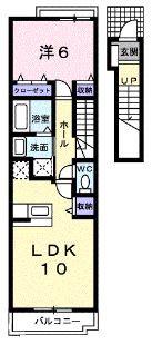サウスヒルズ(1LDK/2階)の間取り写真