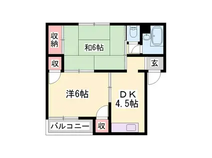 野里マンション(2DK/3階)の間取り写真