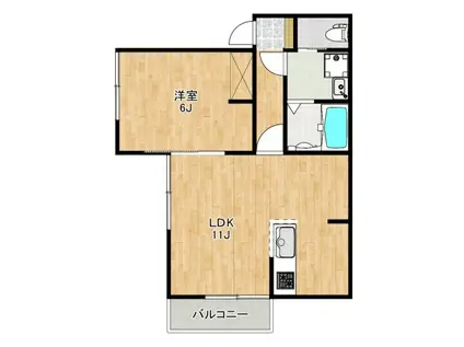 FUJISTA所沢21(1LDK/3階)の間取り写真