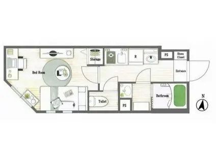 タスキSMART新宿(1K/4階)の間取り写真