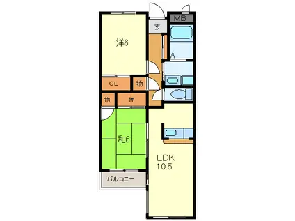 メイデンビル(2LDK/2階)の間取り写真