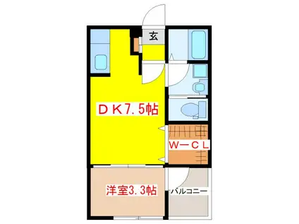 エミリア川内06(1DK/1階)の間取り写真