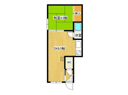 みどりハイツ(1DK/2階)の間取り写真