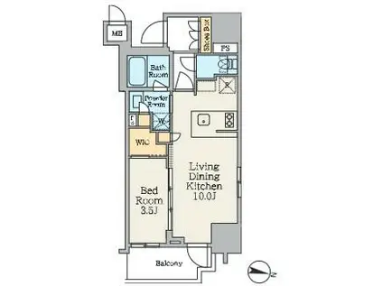 クレストコート池上(1LDK/13階)の間取り写真