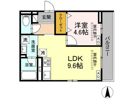 CHARM高倉(1LDK/3階)の間取り写真
