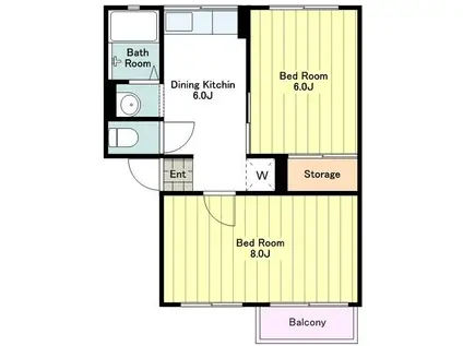 シティハイム大路(2DK/2階)の間取り写真