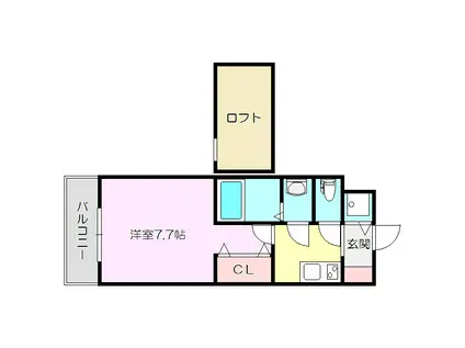 セントレジス新大阪(1K/2階)の間取り写真