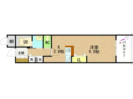 グラビスコート上幟町(1K/3階)の間取り写真