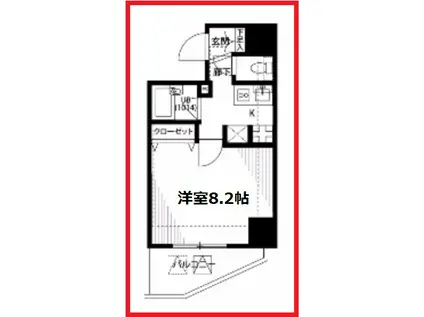 プレール・ドゥーク赤羽(1K/9階)の間取り写真