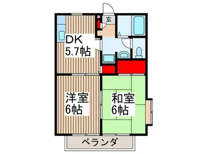 ロフティ西浦A(2DK/1階)の間取り写真