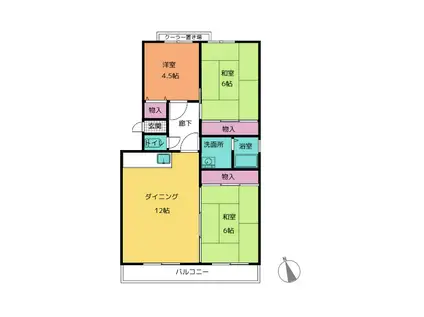 グランヒルズ朝日丘(3LDK/1階)の間取り写真