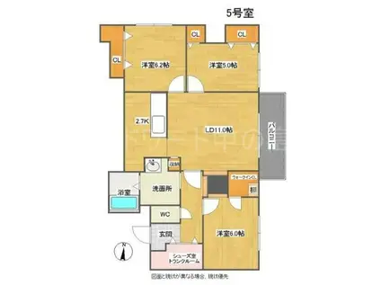 PARTIRE CENT(3LDK/6階)の間取り写真