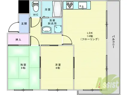 サンシティ千里丘(2LDK/2階)の間取り写真