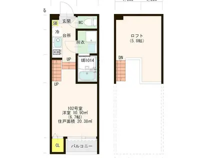 コンフォート和白東(1K/1階)の間取り写真