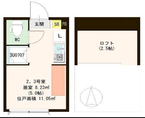 プランドール志茂(ワンルーム/1階)の間取り写真