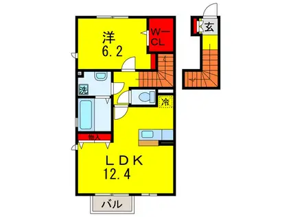 グランシャリオ(1LDK/2階)の間取り写真