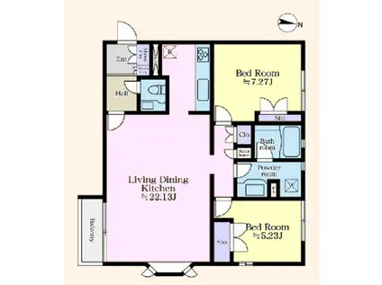 メゾン・ラ・フォンテーヌ(2LDK/2階)の間取り写真