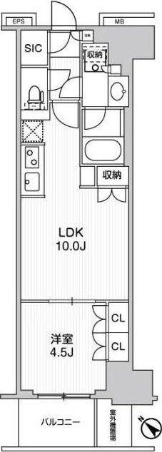 WORVE横浜伊勢佐木町(1LDK/3階)の間取り写真