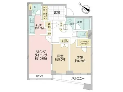 パークホームズ目黒ザレジデンス(2LDK/8階)の間取り写真