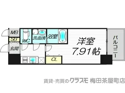 アーデン谷町(1K/2階)の間取り写真