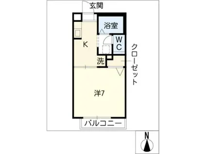 コーポあかり(1K/1階)の間取り写真
