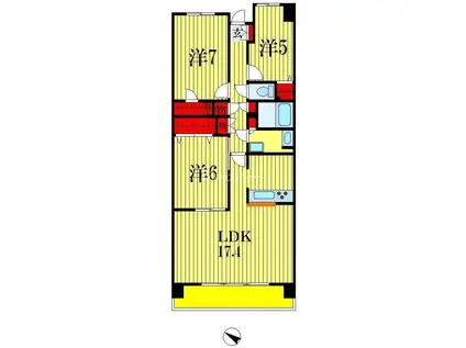 リーベスト西千葉(3LDK/7階)の間取り写真
