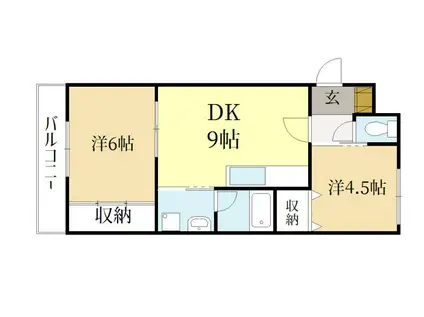 シャンブル(2DK/3階)の間取り写真