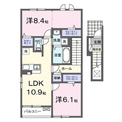 ローラン コート(2LDK/2階)の間取り写真