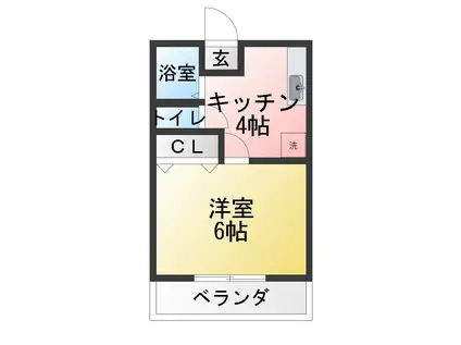 オレンジヒル(1K/2階)の間取り写真