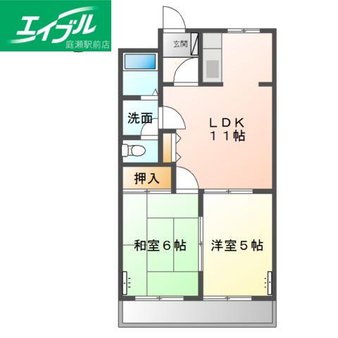 アメニティーハイツ(2LDK/2階)の間取り写真