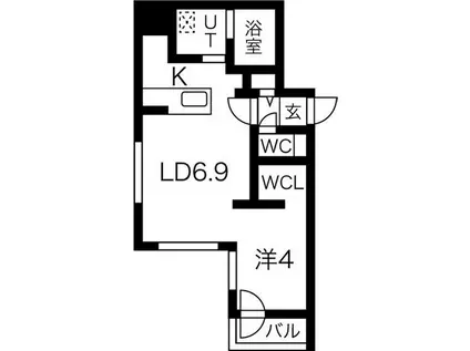 エアフォルク発寒南(1LDK/3階)の間取り写真
