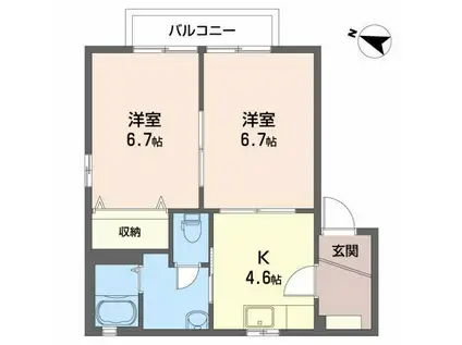 アクアロードII-C(2K/1階)の間取り写真