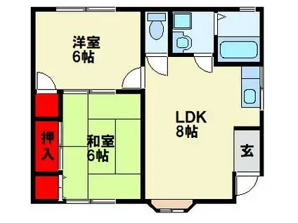 ジョイフルコウジャク(2LDK/1階)の間取り写真