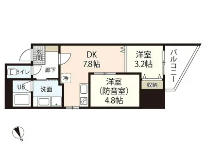 MERRY GATE東白島(1SDK/7階)の間取り写真