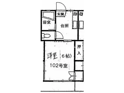 コーポ錦(1K/1階)の間取り写真