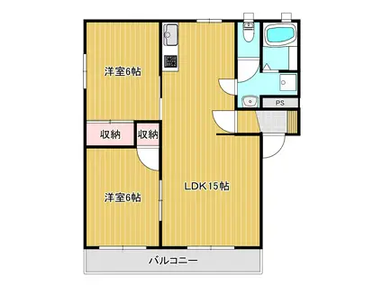 グランヴィアA(2LDK/2階)の間取り写真