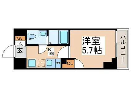 GENOVIAお花茶屋SKYGARGEN(1K/2階)の間取り写真