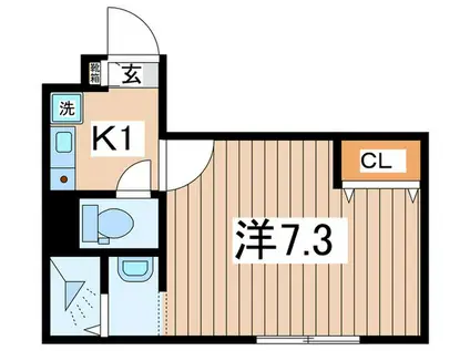 ロッシェル相模原1(1K/1階)の間取り写真