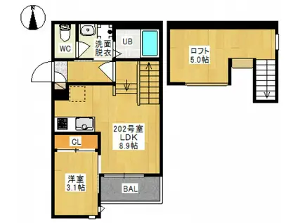 GRANDTIC LS(1LDK/2階)の間取り写真
