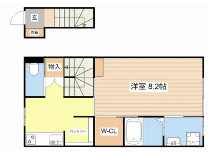 NOBLE(1K/2階)の間取り写真