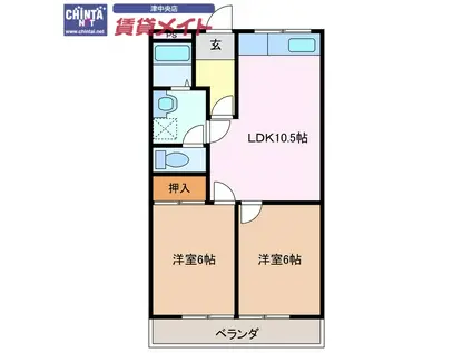 フィレンツェ津(2LDK/3階)の間取り写真