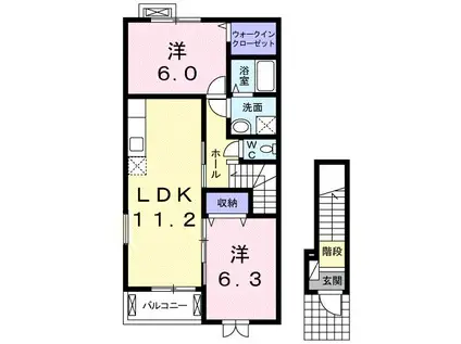 ネオサニーヴィラ A 妻沼(2LDK/2階)の間取り写真