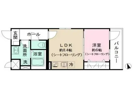 コスモヒルズ(1LDK/2階)の間取り写真