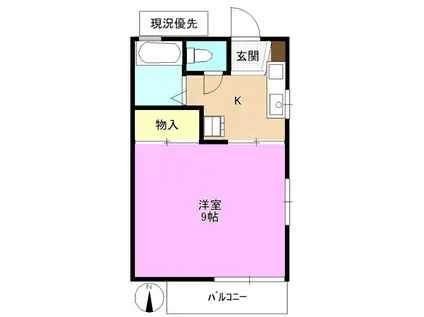 エステート桜坂 C棟(1K/1階)の間取り写真