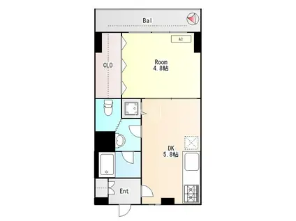 白樺マンション(1DK/5階)の間取り写真