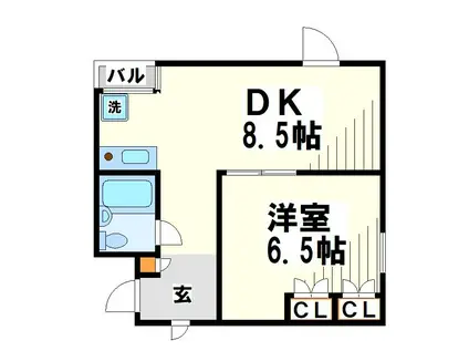 カメリア調布(1DK/1階)の間取り写真